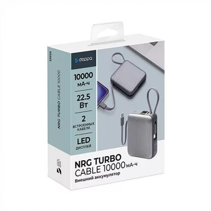 Внешний АКБ NRG Turbo Cable 10000 mAh, 22,5Вт, графит, Deppa, фото 7