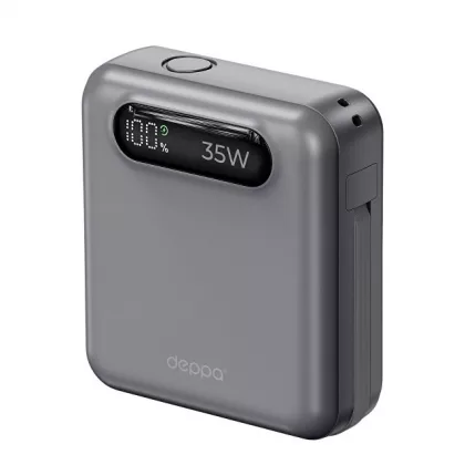 Внешний АКБ NRG Turbo Cable 10000 mAh, 35Вт, графит, Deppa, фото 4