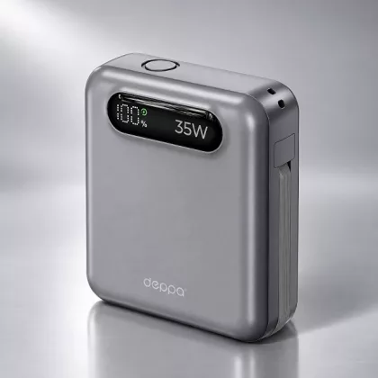 Внешний АКБ NRG Turbo Cable 10000 mAh, 35Вт, графит, Deppa, фото 1