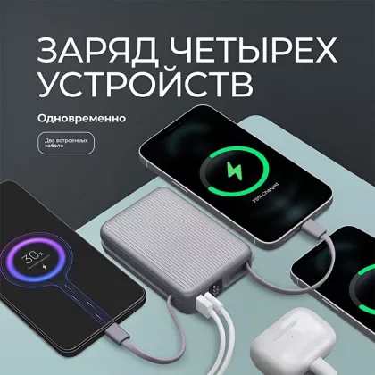 Внешний АКБ NRG Turbo Cable 20000 mAh, 22,5Вт, графит, Deppa, фото 3