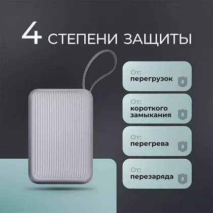 Внешний АКБ NRG Turbo Cable 20000 mAh, 22,5Вт, графит, Deppa, фото 6