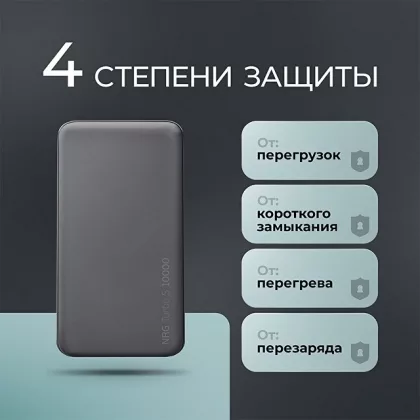 Внешний АКБ NRG Turbo S 10000 mAh, 20Вт, графит, Deppa, фото 6