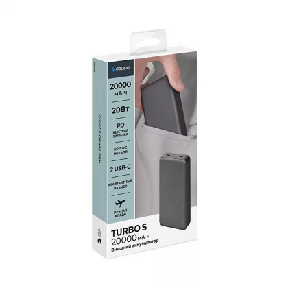 Внешний АКБ NRG Turbo S 20000 mAh, 20Вт, графит, Deppa, фото 7