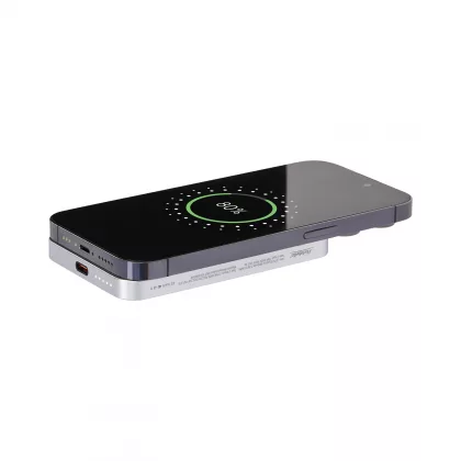 Внешний аккумулятор Артекс PD (Artex PD) 5000mAh с функцией беспроводной зарядки 15W, серебряный, фото 8