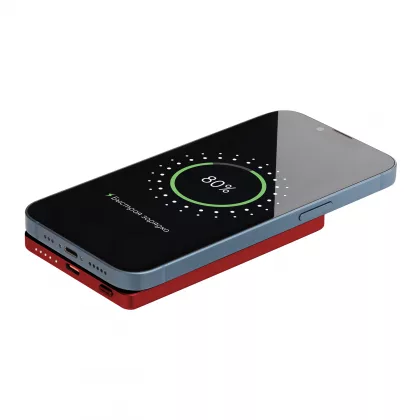 Внешний аккумулятор Атлантис (Atlantis) PD 5000mAh с функцией беспроводной зарядки 15W, красный, фото 8