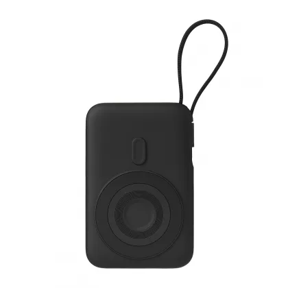 Внешний аккумулятор Комбо (Combo) 4-в-1 10000mAh с функцией беспроводной зарядки 15W, черный, фото 6