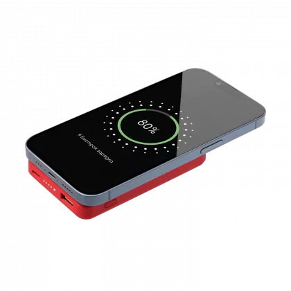 Внешний аккумулятор Ларго PD (Largo PD) 5000mAh с функцией беспроводной зарядки 15W, красный, фото 7