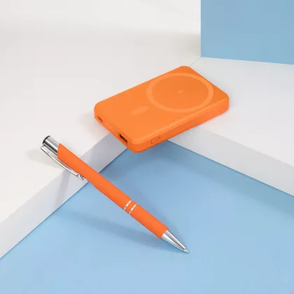Внешний аккумулятор Ларго PD (Largo PD) 5000mAh с функцией беспроводной зарядки 15W, оранжевый, фото 8