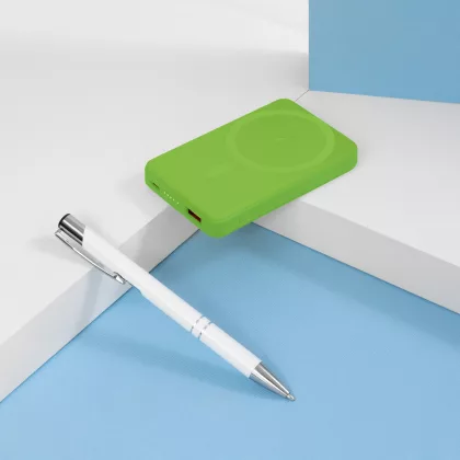 Внешний аккумулятор Ларго PD (Largo PD) 5000mAh с функцией беспроводной зарядки 15W, салатовый, фото 8