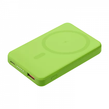Внешний аккумулятор Ларго PD (Largo PD) 5000mAh с функцией беспроводной зарядки 15W, салатовый
