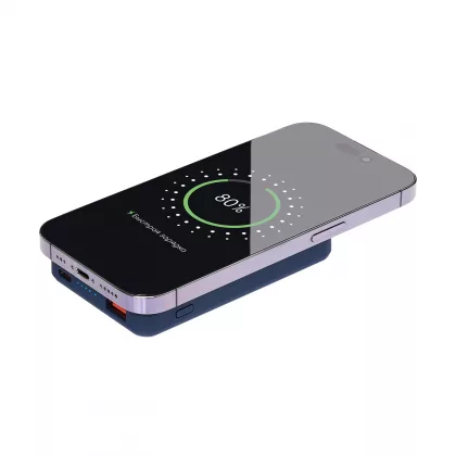 Внешний аккумулятор Ларго PD (Largo PD) 5000mAh с функцией беспроводной зарядки 15W, синий, фото 8