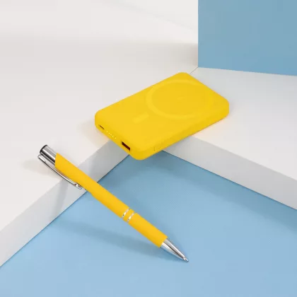 Внешний аккумулятор Ларго PD (Largo PD) 5000mAh с функцией беспроводной зарядки 15W, желтый, фото 8