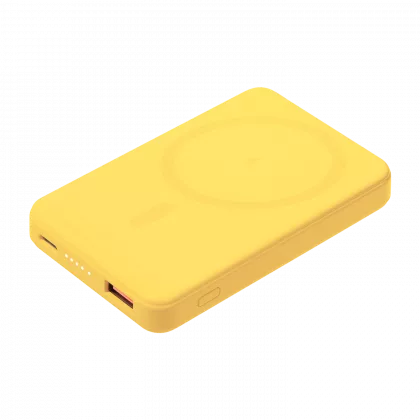 Внешний аккумулятор Ларго PD (Largo PD) 5000mAh с функцией беспроводной зарядки 15W, желтый