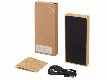 Внешний аккумулятор с подсветкой лого и солнечной панелью «Reedia S1», 10000 mAh, бамбук, черный, фото 7