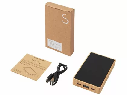Внешний аккумулятор с подсветкой лого «Reedia S2», 5000 mAh, бамбук, черный, фото 7