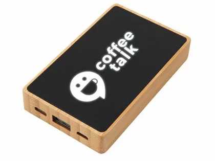 Внешний аккумулятор с подсветкой лого «Reedia S2», 5000 mAh, бамбук, черный, фото 1