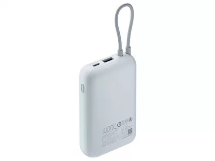 Внешний аккумулятор со встроенным кабелем Mi Power Bank 10000mAh (Integrated Cable) Ice Blue GL, фото 5