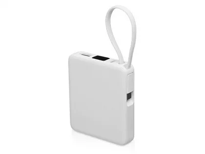 Внешний аккумулятор со встроенным кабелем USB-C «Дэнси», 5000 мАч, белый