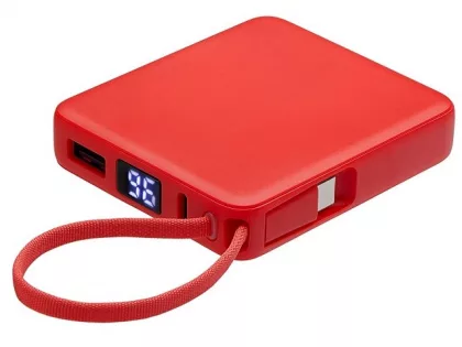 Внешний аккумулятор со встроенным кабелем USB-C «Дэнси», 5000 мАч, красный, фото 2