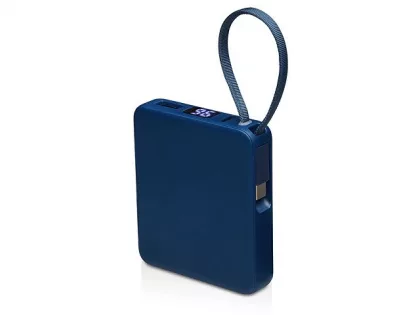Внешний аккумулятор со встроенным кабелем USB-C «Дэнси», 5000 мАч, темно-синий