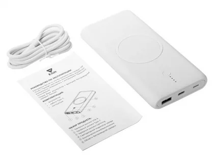 Внешний беспроводной аккумулятор c QC/PD "Reload", 10000 mAh, белый (Р), фото 6