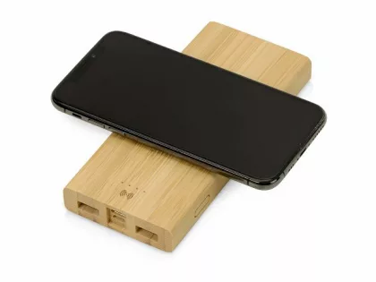 Внешний беспроводной аккумулятор из бамбука "Bamboo Air", 10000 mAh, фото 3