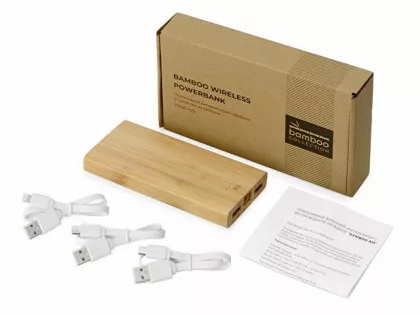 Внешний беспроводной аккумулятор из бамбука "Bamboo Air", 10000 mAh, фото 11