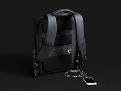 Водостойкий антикражный рюкзак Hipack для ноутбука 15.6", черный, фото 9