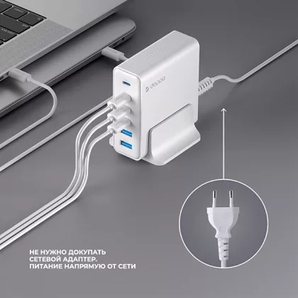 Зарядная станция 4xUSB Type-C, 2xUSB, PD, QC, 160Вт, белый, Deppa, фото 5