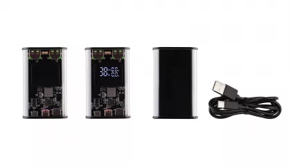 Зарядное (22.5W) устройство "Inside" 9000 mAh с прозрачным корпусом и цифровым индикатором заряда/напряжения/силы тока, черный, фото 4