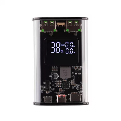 Зарядное (22.5W) устройство "Inside" 9000 mAh с прозрачным корпусом и цифровым индикатором заряда/напряжения/силы тока, черный, фото 1