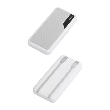 Зарядное устройство "Connect" 10000 mAh со встроенными Type-C/Lightning кабелями, белый с серым, фото 4