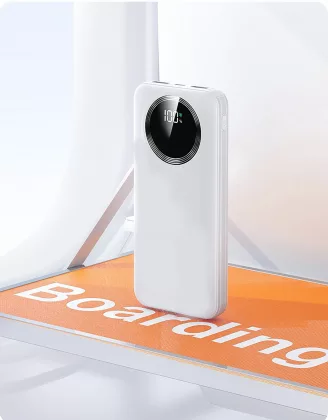 Зарядное устройство "Phantom" 10000 mAh с 4мя встроенными кабелями и цифровым индикатором заряда, белый, фото 3