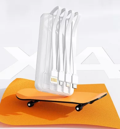 Зарядное устройство "Phantom" 10000 mAh с 4мя встроенными кабелями и цифровым индикатором заряда, белый, фото 4