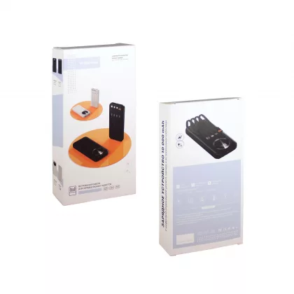 Зарядное устройство "Phantom" 10000 mAh с 4мя встроенными кабелями и цифровым индикатором заряда, белый, фото 6