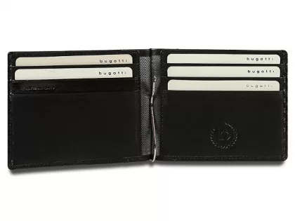 Зажим для денег BUGATTI КОМЕТА | COMET, с защитой данных RFID, черный, натуральная воловья кожа, 11х0,5х8,5 см, фото 5