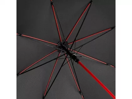 Зонт-трость 1084 Colorline с цветными спицами и куполом из переработанного пластика, черный/красный, фото 6
