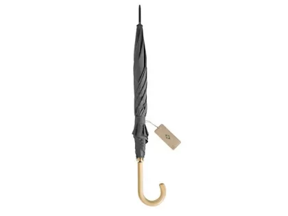 Зонт-трость 1134 Okobrella с деревянной ручкой и куполом из переработанного пластика, серый, фото 7