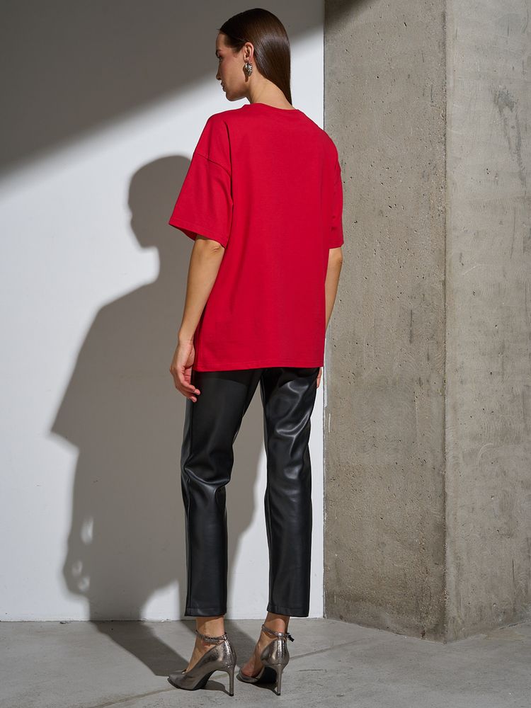 Футболка Oversize Premium, красная, фото 6
