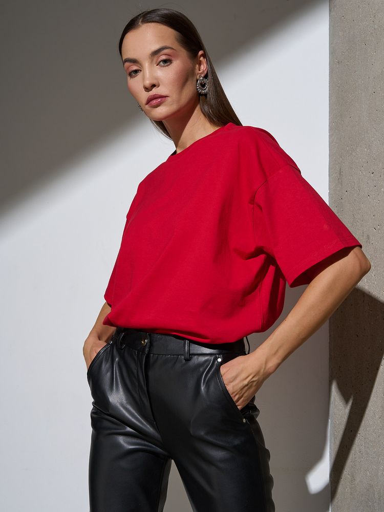 Футболка Oversize Premium, красная, фото 4