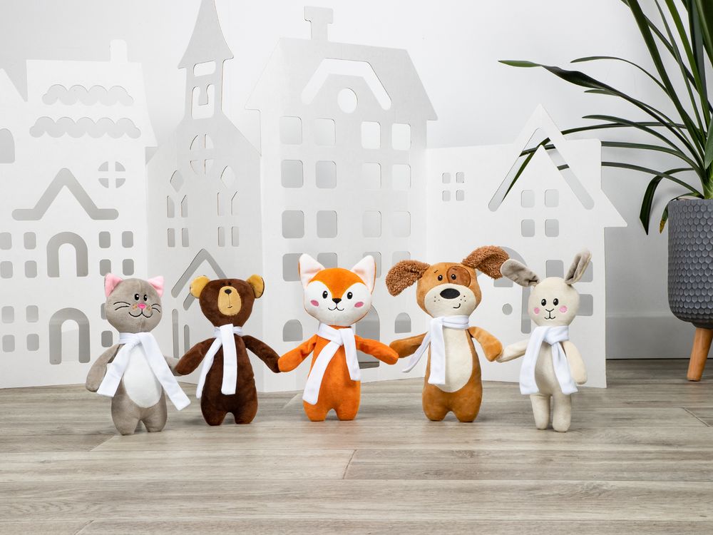 Мягкая игрушка Beastie Toys, мишка с белым шарфом, фото 10