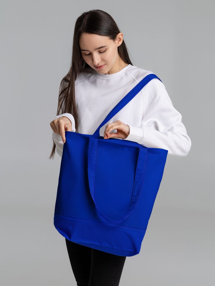 Сумка для покупок на молнии Shopaholic Zip, синяя, фото 6