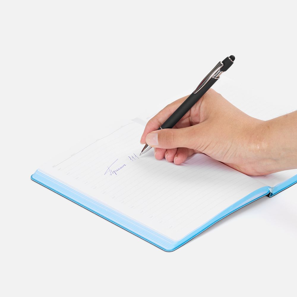 Ручка шариковая Pointer Soft Touch со стилусом, черная, фото 4
