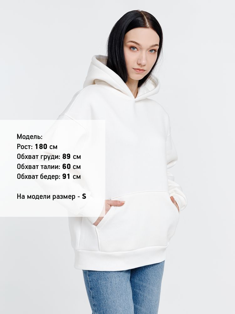 Худи оверсайз унисекс Go Easy, молочно-белое, фото 9