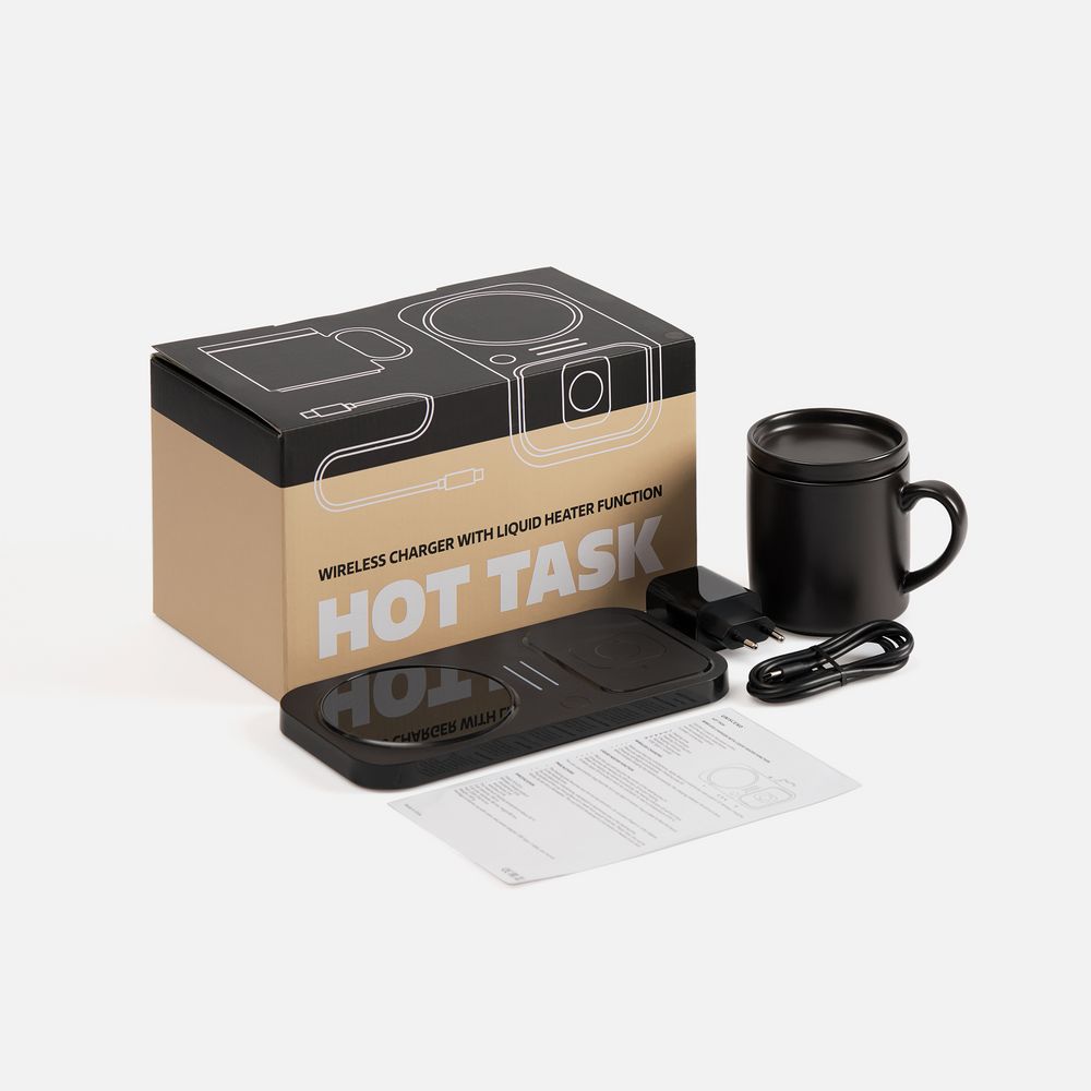 Беспроводное зарядное устройство с подогревом кружки Hot Task, черное, фото 11