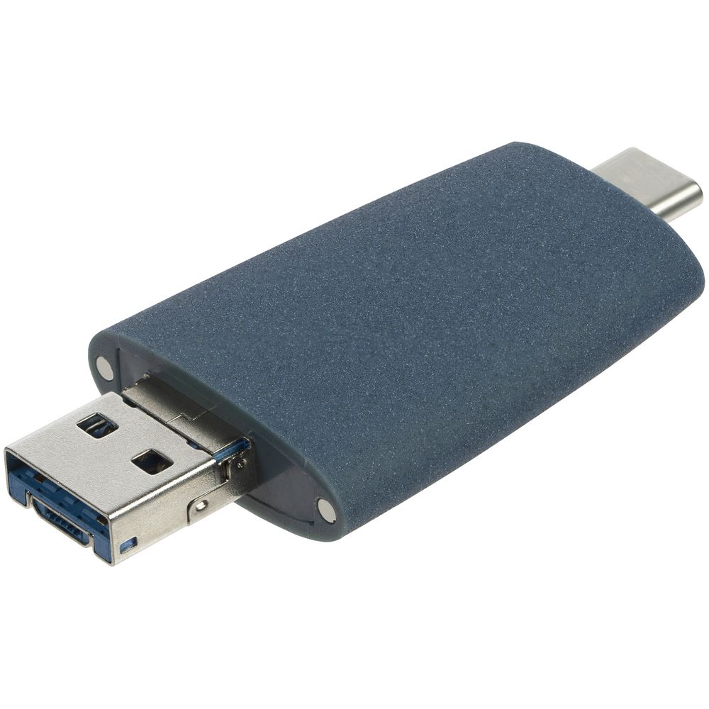 Флешка Pebble Universal, USB 3.0, серо-синяя, 32 Гб, фото 5