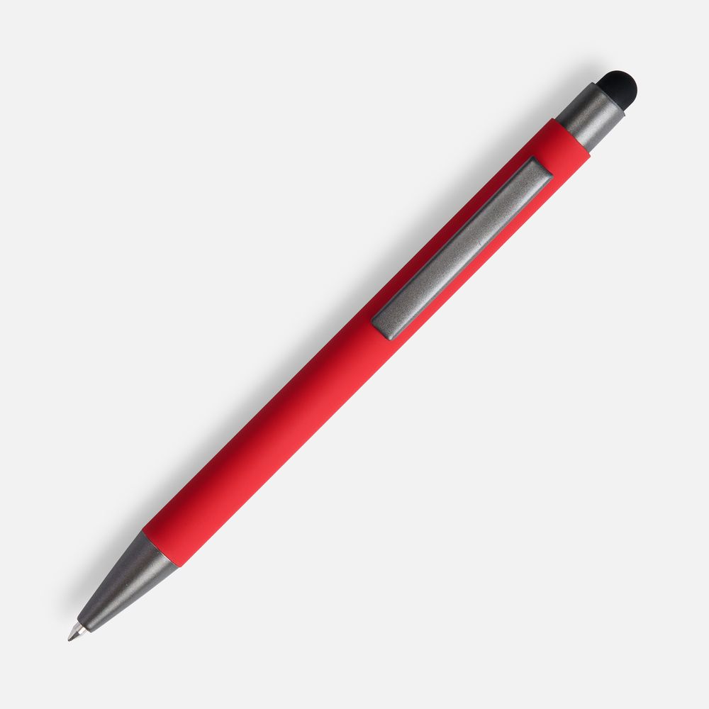 Ручка шариковая Atento Soft Touch со стилусом, красная, фото 3