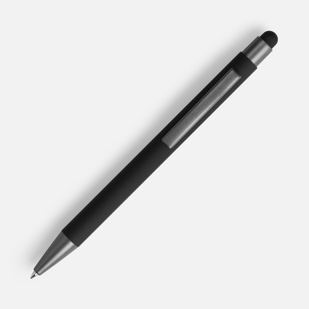 Ручка шариковая Atento Soft Touch Stylus со стилусом, черная, фото 2