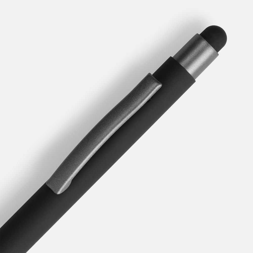 Ручка шариковая Atento Soft Touch Stylus со стилусом, черная, фото 3