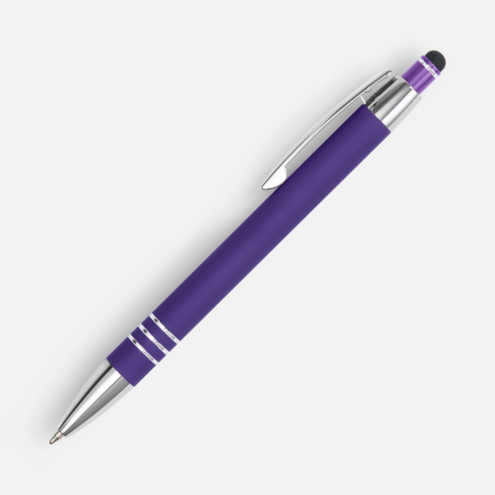 Ручка шариковая Sansen Soft Touch со стилусом, фиолетовая, фото 2